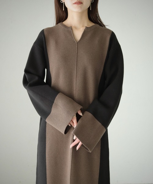 cheriella(シェリエラ)の「【cheriella】WEB限定配色キーネックワンピース(ワンピース・レディース・ブラウン/ブラック・M)」の20枚目の写真