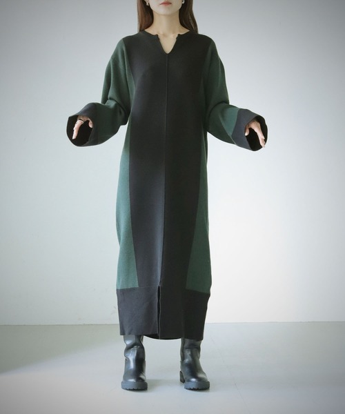 cheriella(シェリエラ)の「【cheriella】WEB限定配色キーネックワンピース(ワンピース・レディース・ブラウン/ブラック・M)」の10枚目の写真