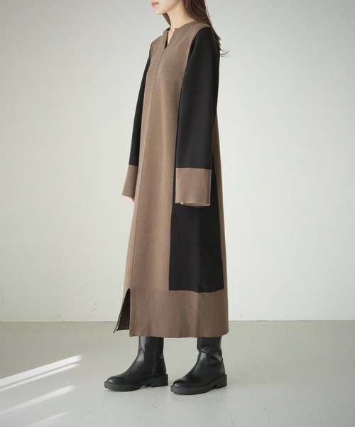 cheriella(シェリエラ)の「【cheriella】WEB限定配色キーネックワンピース(ワンピース・レディース・ブラウン/ブラック・M)」の15枚目の写真