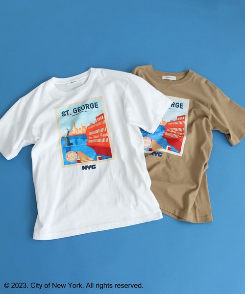 PAR ICI（パーリッシィ）の「NYC City Posters プリントTシャツ（Tシャツ/カットソー・レディース・ホワイト/カーキ・M/L）」の3枚目の写真