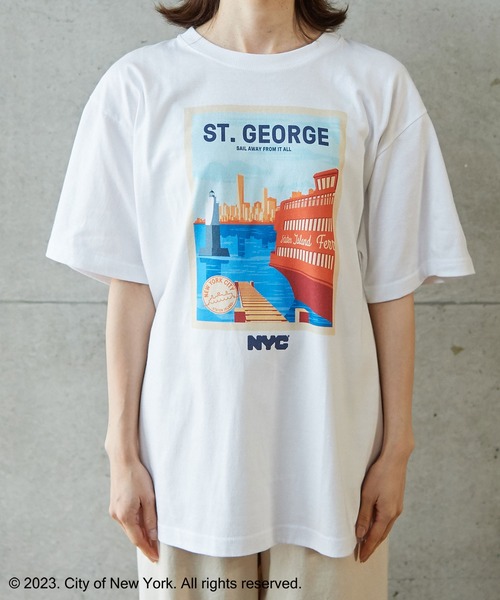 PAR ICI（パーリッシィ）の「NYC City Posters プリントTシャツ（Tシャツ/カットソー・レディース・ホワイト/カーキ・M/L）」の21枚目の写真