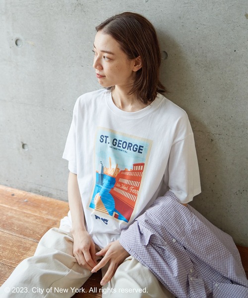 PAR ICI（パーリッシィ）の「NYC City Posters プリントTシャツ（Tシャツ/カットソー・レディース・ホワイト/カーキ・M/L）」の9枚目の写真