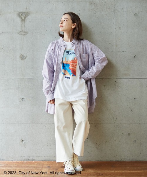 PAR ICI（パーリッシィ）の「NYC City Posters プリントTシャツ（Tシャツ/カットソー・レディース・ホワイト/カーキ・M/L）」の14枚目の写真