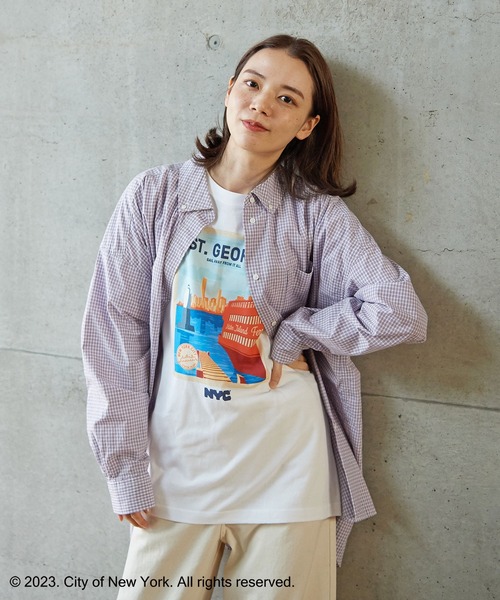 PAR ICI（パーリッシィ）の「NYC City Posters プリントTシャツ（Tシャツ/カットソー・レディース・ホワイト/カーキ・M/L）」の13枚目の写真