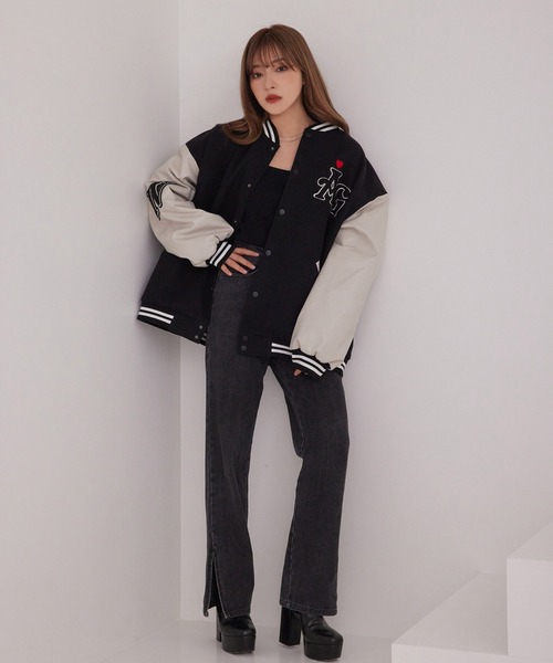 ANDGEEBEE(アンジービー)の「UNISEX ビッグスタジャン(スタジャン・レディース・ブラック×ブラック/ホワイト×ブラック・X-LARGE)」の10枚目の写真