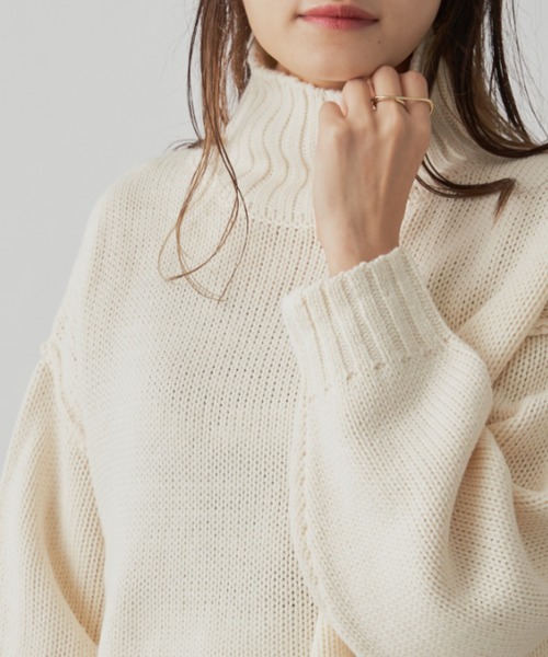 CLEARIMPRESSION （クリアインプレッション）の「バルキークロップドプルオーバーニット（ニット/セーター・レディース・グリーン/オフホワイト/ピンク・FREE）」の16枚目の写真