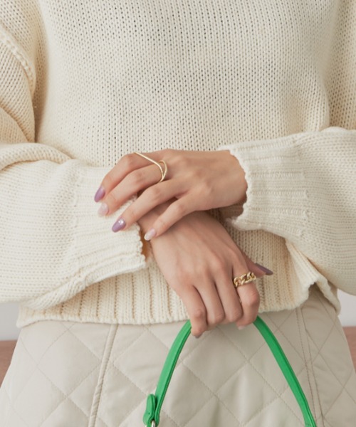 CLEARIMPRESSION （クリアインプレッション）の「バルキークロップドプルオーバーニット（ニット/セーター・レディース・グリーン/オフホワイト/ピンク・FREE）」の18枚目の写真