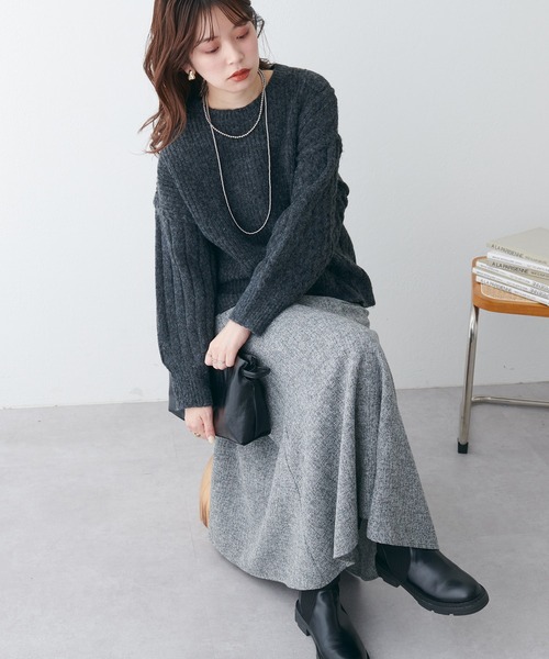 natural couture（ナチュラルクチュール）の「コーデの主役/いろいろ編みクラフトニット（ニット/セーター・レディース・ブラック/ベージュ/イエロー/アイボリー/その他・FREE）」の15枚目の写真