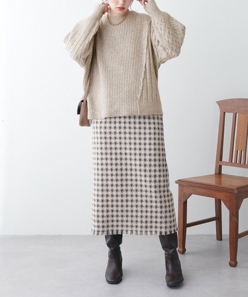 natural couture（ナチュラルクチュール）の「コーデの主役/いろいろ編みクラフトニット（ニット/セーター・レディース・ブラック/ベージュ/イエロー/アイボリー/その他・FREE）」の20枚目の写真