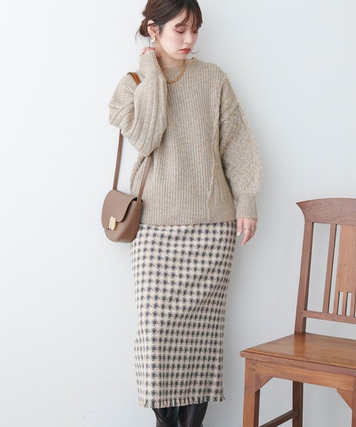 natural couture（ナチュラルクチュール）の「コーデの主役/いろいろ編みクラフトニット（ニット/セーター・レディース・ブラック/ベージュ/イエロー/アイボリー/その他・FREE）」の19枚目の写真