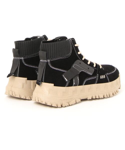 aimoha（アイモハ）の「ハイソール厚底レースアップハイカットスニーカー（スニーカー・メンズ・ブラック/ベージュ・25.5cm/26.5cm/24.5cm/25.0cm/26.0cm）」の4枚目の写真