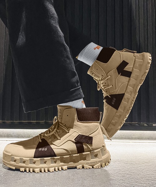 aimoha（アイモハ）の「ハイソール厚底レースアップハイカットスニーカー（スニーカー・メンズ・ブラック/ベージュ・25.5cm/26.5cm/24.5cm/25.0cm/26.0cm）」の11枚目の写真