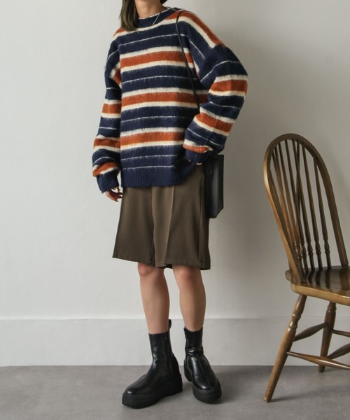 Chillfar(チルファー)の「センタープレスピンタックバミューダパンツ(その他パンツ・レディース・グレー/ブラック/カーキ/アイボリー/ダークブラウン/ピンク/グリーン/オレンジ・FREE)」の10枚目の写真