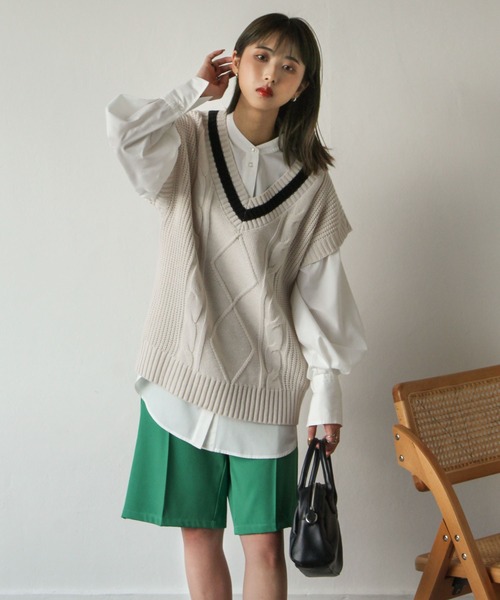 Chillfar(チルファー)の「センタープレスピンタックバミューダパンツ(その他パンツ・レディース・グレー/ブラック/カーキ/アイボリー/ダークブラウン/ピンク/グリーン/オレンジ・FREE)」の18枚目の写真