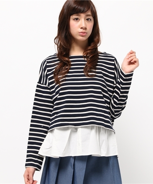 OUTLET(アウトレット)の「【who's who Chico】OE天竺×キャミアンサンブル(Tシャツ/カットソー・レディース・グレー/ネイビー/ホワイト/ホワイト×ブラック・FREE)」の4枚目の写真