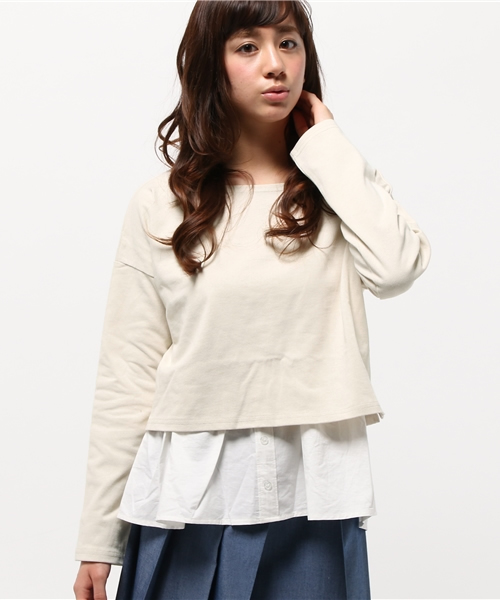 OUTLET(アウトレット)の「【who's who Chico】OE天竺×キャミアンサンブル(Tシャツ/カットソー・レディース・グレー/ネイビー/ホワイト/ホワイト×ブラック・FREE)」の2枚目の写真