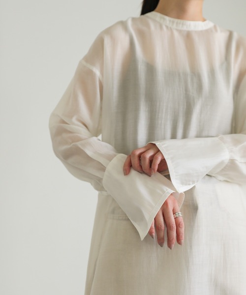 select MOCA(セレクトモカ)の「2WAYオープンスリーブシアーシャツワンピース(シャツワンピース・レディース・カーキ/ブラック/オフホワイト・FREE)」の14枚目の写真