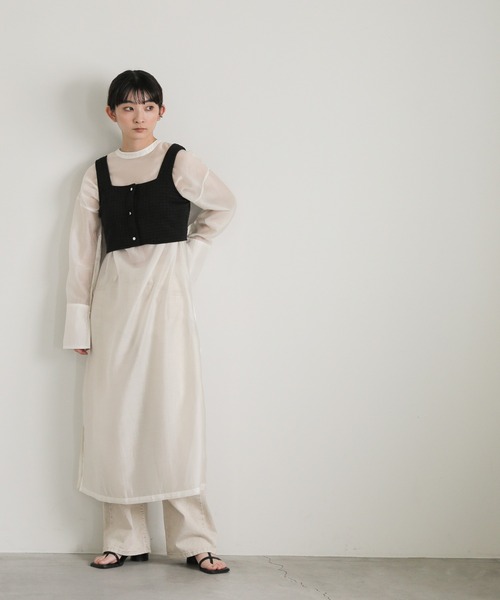 select MOCA(セレクトモカ)の「2WAYオープンスリーブシアーシャツワンピース(シャツワンピース・レディース・カーキ/ブラック/オフホワイト・FREE)」の22枚目の写真