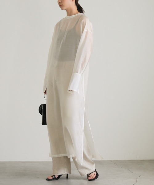 select MOCA(セレクトモカ)の「2WAYオープンスリーブシアーシャツワンピース(シャツワンピース・レディース・カーキ/ブラック/オフホワイト・FREE)」の16枚目の写真