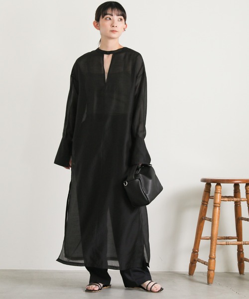 オアーノ　O wau no 2枚仕立てシャツワンピース RLサイズ　モカ 2枚仕立てシャツワンピース OWAUNO | owauno