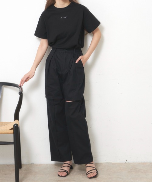 VANNIE U（ヴァニーユー）の「ヘリンボーンスリットパンツ【Sサイズ展開有】（その他パンツ・レディース・ブラック/アイボリー・FREE/S）」の11枚目の写真