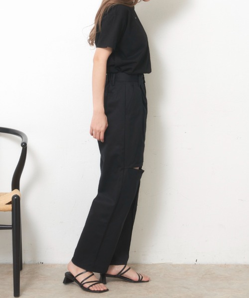 VANNIE U（ヴァニーユー）の「ヘリンボーンスリットパンツ【Sサイズ展開有】（その他パンツ・レディース・ブラック/アイボリー・FREE/S）」の13枚目の写真