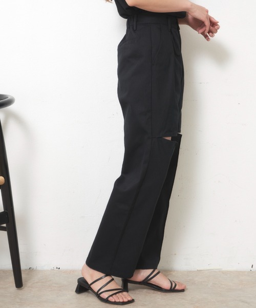 VANNIE U（ヴァニーユー）の「ヘリンボーンスリットパンツ【Sサイズ展開有】（その他パンツ・レディース・ブラック/アイボリー・FREE/S）」の17枚目の写真