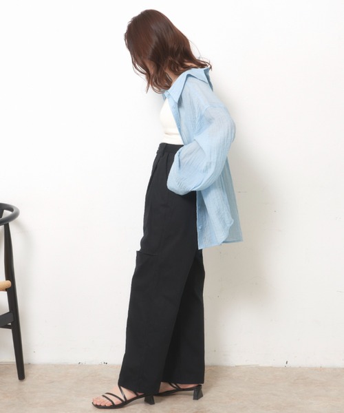 VANNIE U（ヴァニーユー）の「ヘリンボーンスリットパンツ【Sサイズ展開有】（その他パンツ・レディース・ブラック/アイボリー・FREE/S）」の21枚目の写真