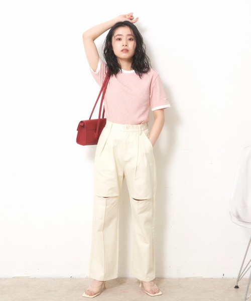 VANNIE U（ヴァニーユー）の「ヘリンボーンスリットパンツ【Sサイズ展開有】（その他パンツ・レディース・ブラック/アイボリー・FREE/S）」の6枚目の写真