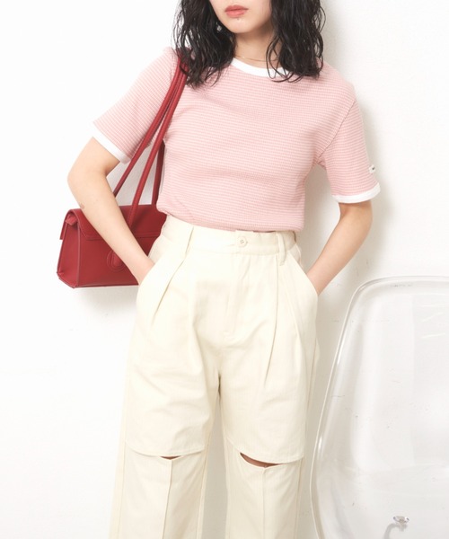 VANNIE U（ヴァニーユー）の「ヘリンボーンスリットパンツ【Sサイズ展開有】（その他パンツ・レディース・ブラック/アイボリー・FREE/S）」の9枚目の写真