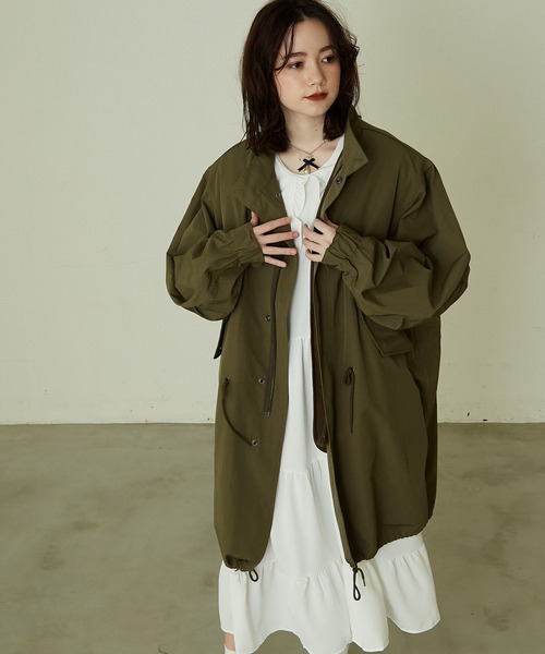 paravion（パラビオン）の「フィッシュテールモッズコート＆フェイクファーベストセット（モッズコート・レディース・カーキブラウン/ダークブラウン・FREE）」の2枚目の写真