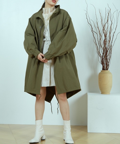 paravion（パラビオン）の「フィッシュテールモッズコート＆フェイクファーベストセット（モッズコート・レディース・カーキブラウン/ダークブラウン・FREE）」の3枚目の写真