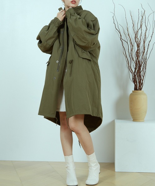 paravion（パラビオン）の「フィッシュテールモッズコート＆フェイクファーベストセット（モッズコート・レディース・カーキブラウン/ダークブラウン・FREE）」の4枚目の写真