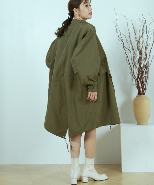 paravion（パラビオン）の「フィッシュテールモッズコート＆フェイクファーベストセット（モッズコート・レディース・カーキブラウン/ダークブラウン・FREE）」の6枚目の写真