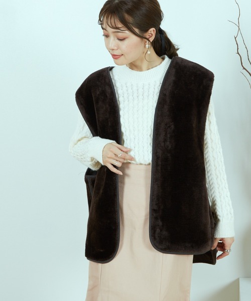 paravion（パラビオン）の「フィッシュテールモッズコート＆フェイクファーベストセット（モッズコート・レディース・カーキブラウン/ダークブラウン・FREE）」の17枚目の写真