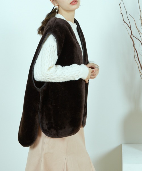 paravion（パラビオン）の「フィッシュテールモッズコート＆フェイクファーベストセット（モッズコート・レディース・カーキブラウン/ダークブラウン・FREE）」の19枚目の写真