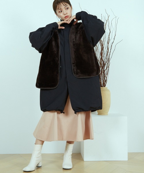 paravion（パラビオン）の「フィッシュテールモッズコート＆フェイクファーベストセット（モッズコート・レディース・カーキブラウン/ダークブラウン・FREE）」の20枚目の写真