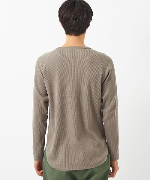 green label relaxing（グリーンレーベルリラクシング）の「ドライワッフル クルーネック ロングスリーブ カットソー -吸水速乾-（Tシャツ/カットソー・メンズ・ライトブルー/ホワイト/ライトグレー/モカ・M/XS/S/L/XL/XXL）」の7枚目の写真