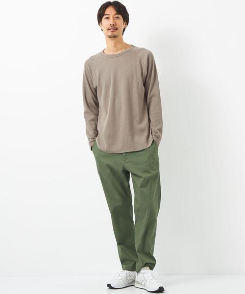 green label relaxing（グリーンレーベルリラクシング）の「ドライワッフル クルーネック ロングスリーブ カットソー -吸水速乾-（Tシャツ/カットソー・メンズ・ライトブルー/ホワイト/ライトグレー/モカ・M/XS/S/L/XL/XXL）」の8枚目の写真