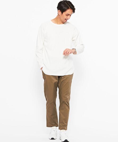 green label relaxing（グリーンレーベルリラクシング）の「ドライワッフル クルーネック ロングスリーブ カットソー -吸水速乾-（Tシャツ/カットソー・メンズ・ライトブルー/ホワイト/ライトグレー/モカ・M/XS/S/L/XL/XXL）」の17枚目の写真