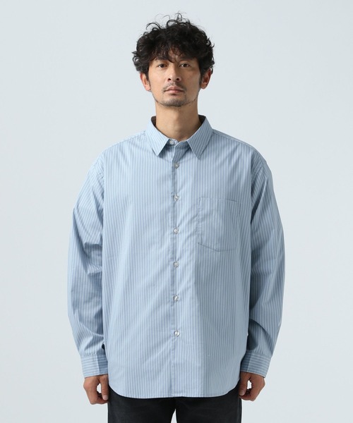 BAYFLOW（ベイフロー）の「SOLOTEXストライプシャツ（シャツ/ブラウス・メンズ・チャコール/ネイビー/サックスブルー・MEDIUM/LARGE）」の9枚目の写真