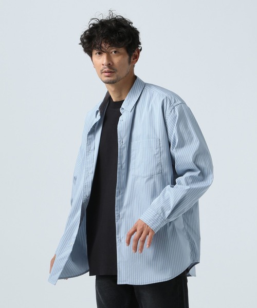 BAYFLOW（ベイフロー）の「SOLOTEXストライプシャツ（シャツ/ブラウス・メンズ・チャコール/ネイビー/サックスブルー・MEDIUM/LARGE）」の8枚目の写真