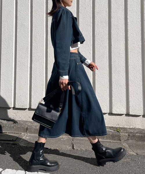 Jewelobe(ジュエローブ)の「クロップドジャケット×ロンスカデニムセットアップ(セットアップ・レディース・ネイビー/ブルー・M/L)」の18枚目の写真