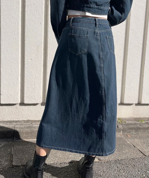 Jewelobe(ジュエローブ)の「クロップドジャケット×ロンスカデニムセットアップ(セットアップ・レディース・ネイビー/ブルー・M/L)」の19枚目の写真