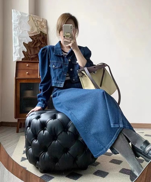 Jewelobe(ジュエローブ)の「クロップドジャケット×ロンスカデニムセットアップ(セットアップ・レディース・ネイビー/ブルー・M/L)」の22枚目の写真