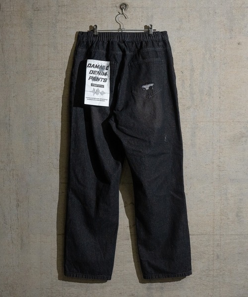 JOHN'S CLOSET（ジョンズクローゼット）の「【13】ダメージ加工 5ポケット ワイドデニム（デニムパンツ・メンズ・サックスブルー/ブルー/ブラック/ブルー系1/ブルー系2/ブラック系1・MEDIUM/LARGE）」の15枚目の写真