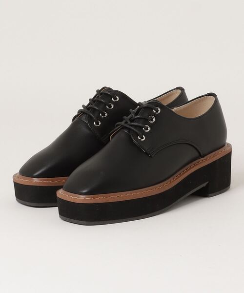 minia(ミニア)の「minia スクエアトゥ厚底オックスフォードシューズ(ドレスシューズ・レディース・ブラック/シルバー・S/M/L/LL)」の2枚目の写真