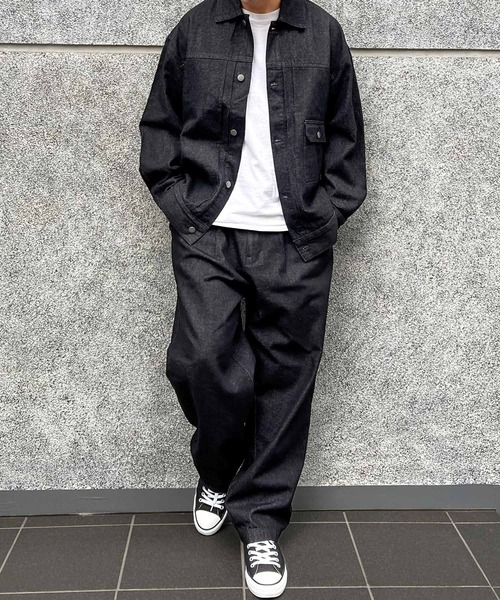 CERCA(チェルカ)の「【BEL】10ozデニム ビッグシルエット リラックスジャケット/イージーパンツ セットアップ(BG/)(セットアップ・メンズ・ブラック/インディゴブルー・MEDIUM/LARGE)」の2枚目の写真