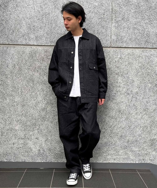 CERCA(チェルカ)の「【BEL】10ozデニム ビッグシルエット リラックスジャケット/イージーパンツ セットアップ(BG/)(セットアップ・メンズ・ブラック/インディゴブルー・MEDIUM/LARGE)」の11枚目の写真