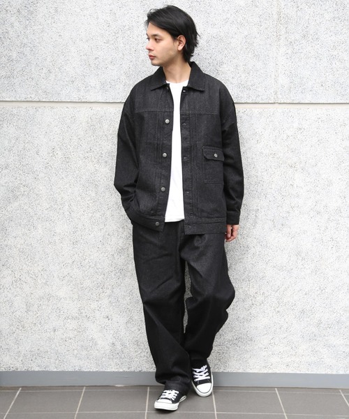 CERCA(チェルカ)の「【BEL】10ozデニム ビッグシルエット リラックスジャケット/イージーパンツ セットアップ(BG/)(セットアップ・メンズ・ブラック/インディゴブルー・MEDIUM/LARGE)」の7枚目の写真